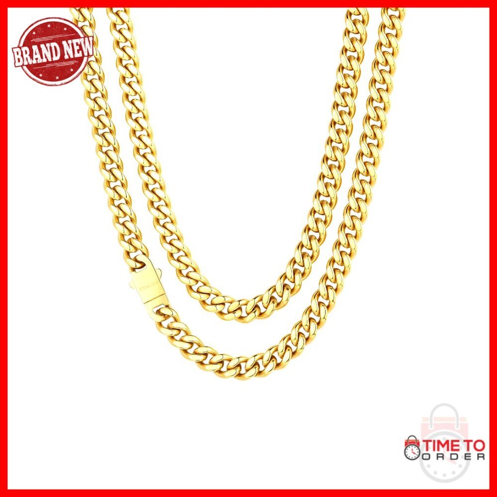 Men's Stainless Steel Cuban Link Chain 7mm 9mm 11mm Width 20-24 Inch Length